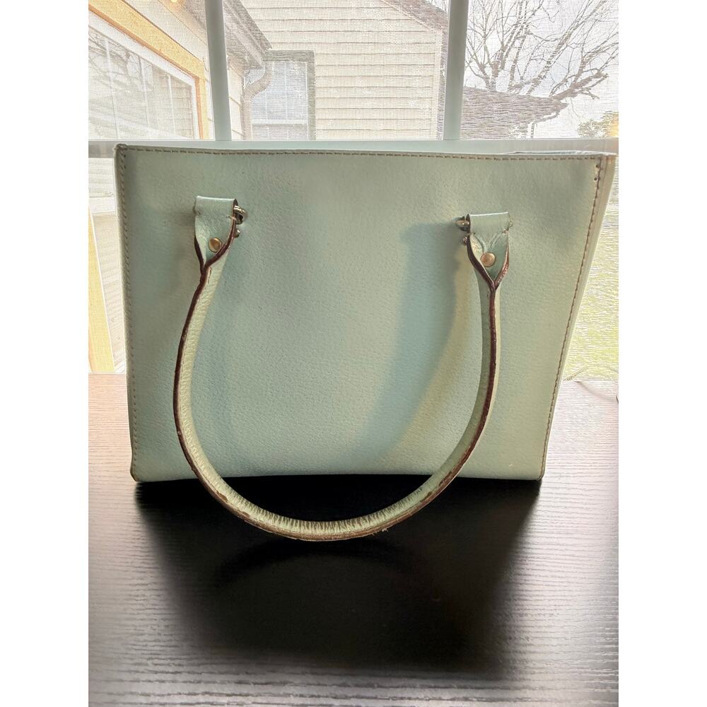 Kate Spade New York Tiffany Blue Mint Green Pebbled Leather Satchel Tote Bag - Picture 7 of 16